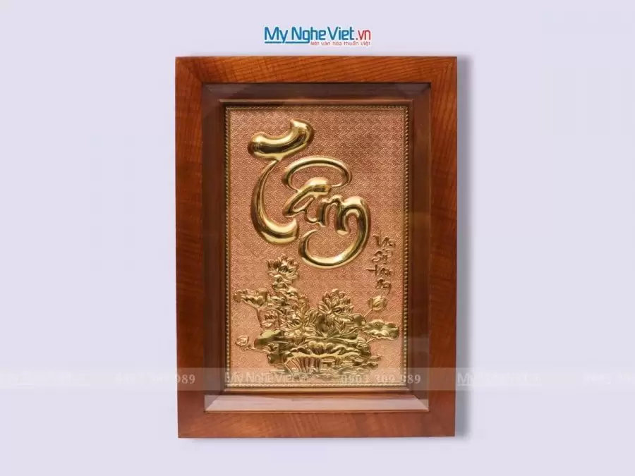 tranh đồng thư pháp chữ tâm ý nghĩa
