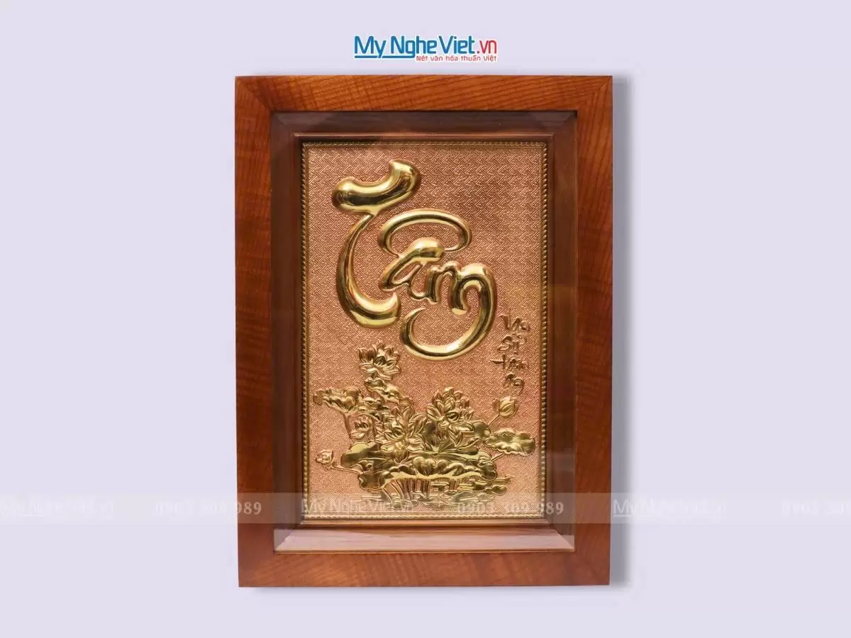 tranh đồng thư pháp chữ tâm ý nghĩa